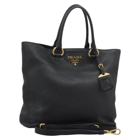PRADA Tote Bag Leather 2way Black - Picture 1 of 15